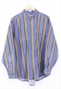 Vintage Corduroy Stripe Shirt Multicolour Striped Button Up 