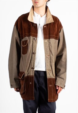 Men's Natural Wear Brown Suede Hunting Jacket