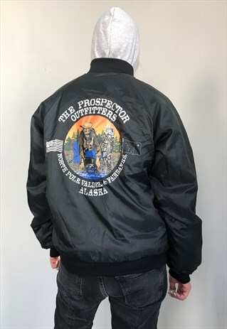 VINTAGE 90' UNIQUE BOMBER BLACK UNISEX VINYL JACKET