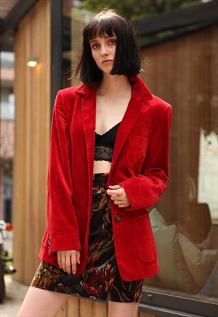 RARE VINTAGE 90'S JIL SANDER VELVET BLAZER JACKET RED
