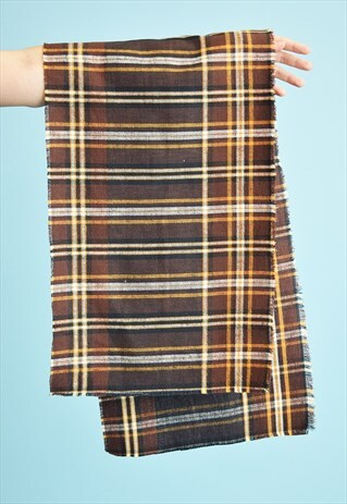 VINTAGE 80'S RETRO TARTAN CHECKED CLASSY SCARF