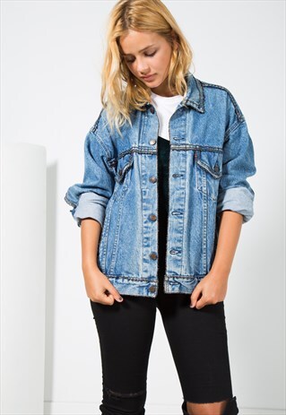 VINTAGE 80S LEVI'S EMBELLISHED DENIM JACKET / S1553