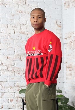 Vintage   Football AC Milan Print Sweatshirt Red