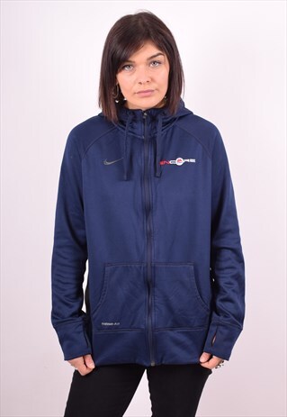 NIKE WOMENS VINTAGE HOODIE JACKET LARGE BLUE 90S