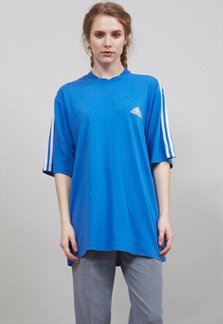 VINTAGE 90'S OVERSIZED COBALT BLUE ADIDAS T-SHIRT
