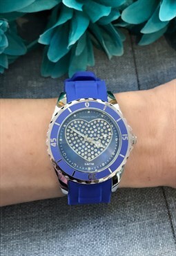 Blue Heart Diamonte Watch