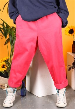 Vintage High-waisted Trousers in Pink Denim 90s