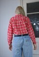 VINTAGE 90'S BAGGY FLANNEL CHECKERED SHIRT IN BRIGHT RED