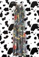 REVIVAL Y2K FLORAL PAISLEY FLOWERY PATTERN MAXI HALTER DRESS