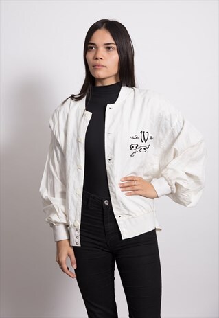 VINTAGE 90S EMBROIDERED W BOMBER JACKET