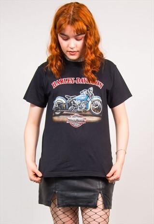 HARLEY DAVIDSON VINTAGE 90'S BLACK MOTORCYCLE PRINT T-SHIRT