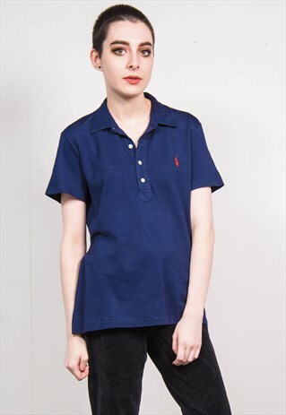 RALPH LAUREN VINTAGE 90'S NAVY BLUE T-SHIRT POLO TOP