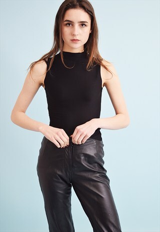 90'S RETRO GRUNGE MINIMALIST LYCRA TURTLENECK TOP