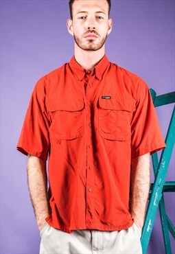 Vintage Columbia 1990s Shirt in Red with Short-sleeves