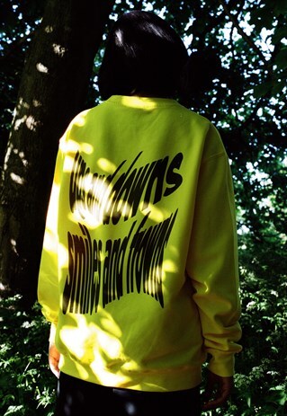 SWEATSHIRT IN YELLOW UPS AND DOWNS, SMILES AND FROWNS PRINT