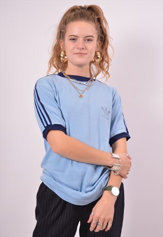 VINTAGE ADIDAS T-SHIRT TOP BLUE