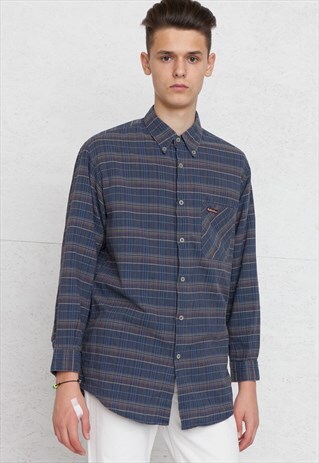 VINTAGE BLUE MARLBORO LONG SLEEVE CHECKERED SHIRT