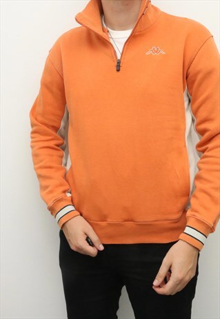 KAPPA - ORANGE AND WHITE QUARTER ZIP SWEATSHIRT - XLARGE