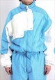 80S SKI SUIT SNOWSUIT OVERALLS JUMPSUIT BLUE SNOW ONE PIECE
