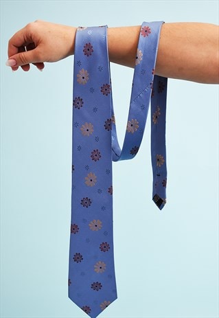 VINTAGE 90'S RETRO FLORAL PRINT WOVEN TIE