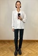 DELICATE WHITE BLOUSE, LONG SLEEVE EMBROIDERED BLOUSE