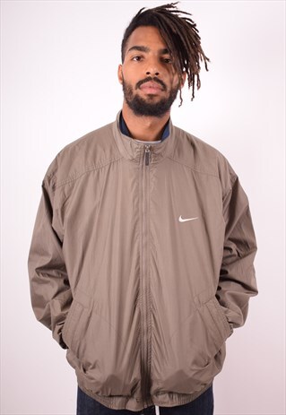 NIKE MENS VINTAGE JACKET LARGE BROWN 90S