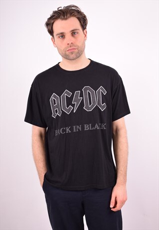 MENS VINTAGE AC/DC T-SHIRT TOP XL BLACK 90S
