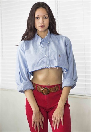VINTAGE POLO RALPH LAUREN REWORKED CROP TOP LOGO 90S X 8
