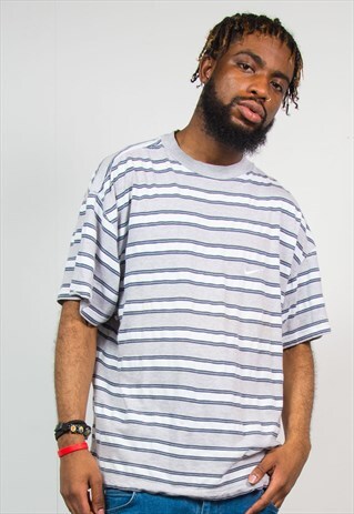VINTAGE NIKE GREY STRIPED T-SHIRT