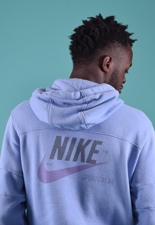VINTAGE NIKE INDIGO PRINTED HOODIE