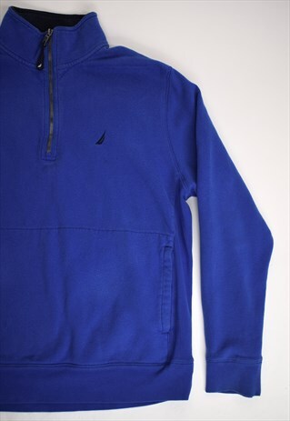 VINTAGE 90S NAUTICA BLUE 3/4 ZIP POCKET SWEATSHIRT