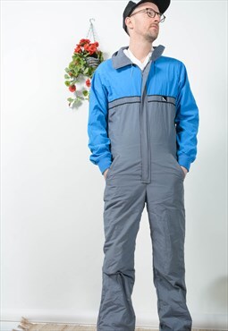 Vintage  90s Ski Suit Retro Ski Wear Grey Unisex Size M