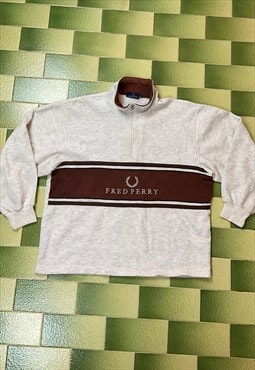 Fred Perry Half-Zip Pullover at Front Logo & Letter Stitched