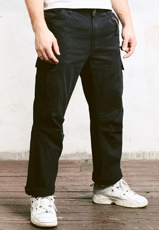 VINTAGE 90S BLACK CARGO PANTS
