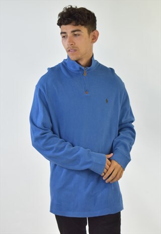 VINTAGE 90S BLUE RALPH LAUREN 1/4 ZIP SWEATER