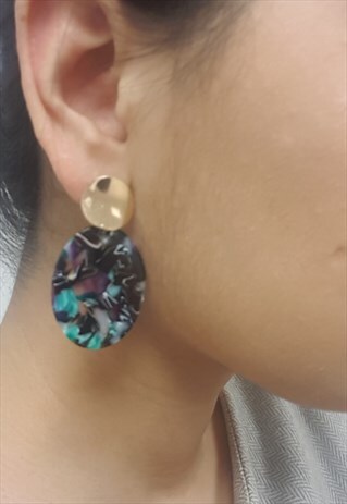 BUTTON MARBLE STATEMENT EARRINGS