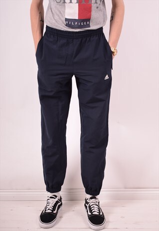 ADIDAS MENS VINTAGE TRACKSUIT TROUSERS XS NAVY BLUE 90S
