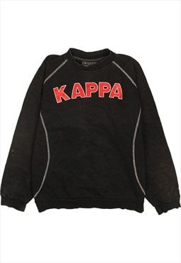 Vintage 90's Kappa Sweatshirt Spellout Crew Neck Black