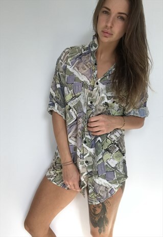 PATTERNED OVERSIZED RETRO VINTAGE UNISEX FESTIVAL SHIRT