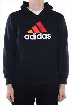 Adidas - Black Printed Spellout Hoodie - Medium
