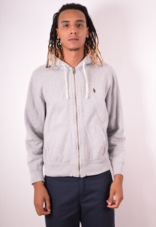 POLO RALPH LAUREN MENS VINTAGE HOODIE JACKET MEDIUM GREY 90S