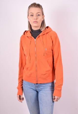RALPH LAUREN WOMENS VINTAGE HOODIE JACKET XL ORANGE 90S