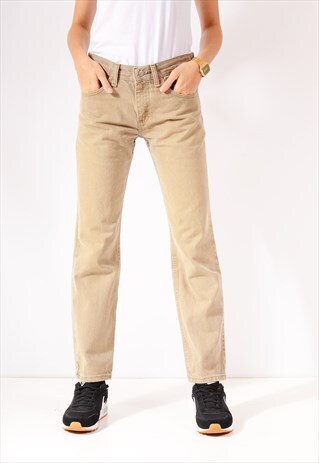 VINTAGE LEE SLIM STRAIGHT JEANS BEIGE