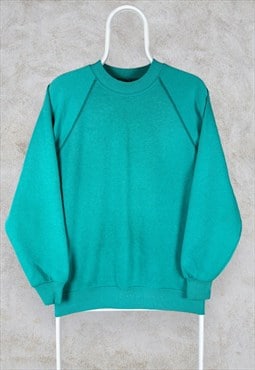 Vintage Aqua Green Blank Sweatshirt Raglan 80s/90s Medium