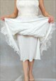 VINTAGE Y2K WHITE MIDI WEDDING GOWN, SHEER LACE LAYER, SIZE 