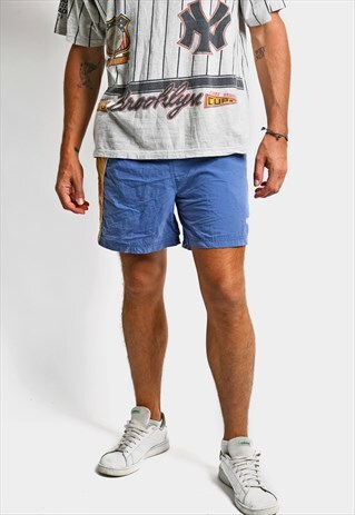 PUMA vintage 90s summer shorts men blue yellow festival rave