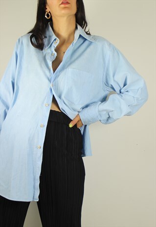 VINTAGE CORDUROY OVERSIZED SHIRT IN BABY BLUE
