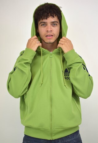 VINTAGE 90S ADIDAS GREEN HOODIE JACKET