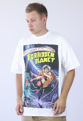 90S VINTAGE MENS FORBIDDEN PLANET BIG LOGO T-SHIRT