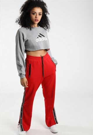 90S ADIDAS PRINT SPELL OUT CROPPED SWEATSHIRT